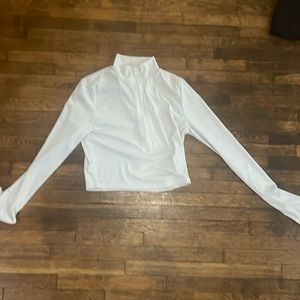 White zip-up shirt